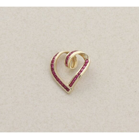 Pendant Only 10k Yellow Gold Natural Ruby Heart Pendant 3/4